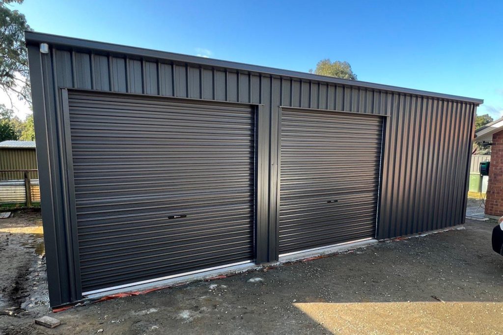 black garage door